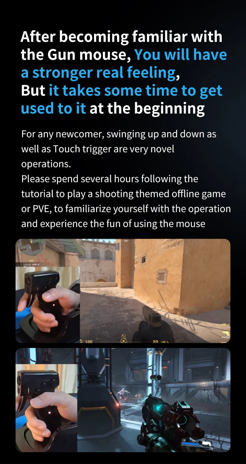 Gun-Style FPS Gaming Mouse Vertical Grip for PC