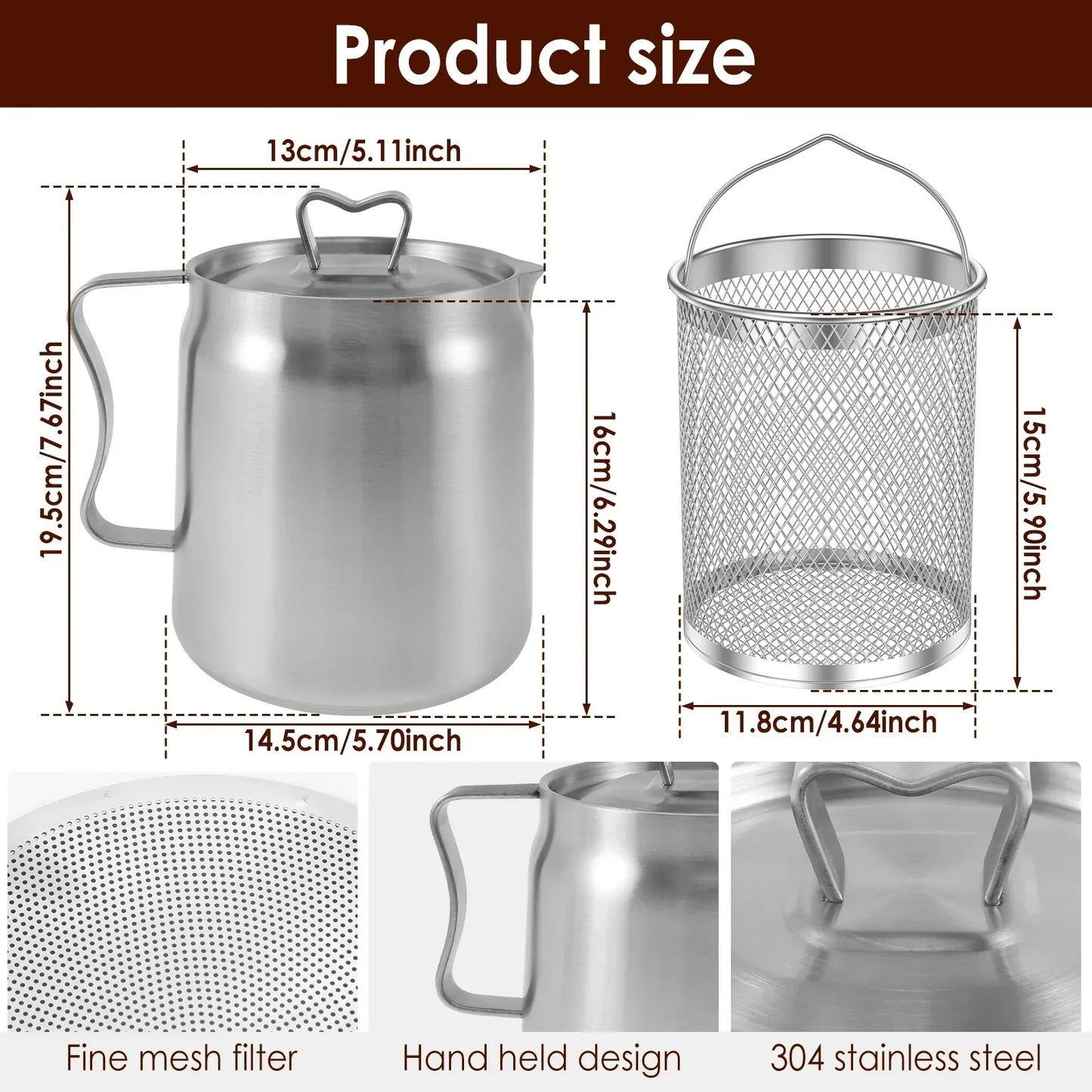 Oil Filter Fry Basket & Storage Pot