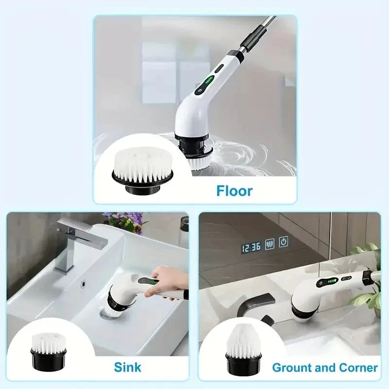 Cordless Electric Spin Scrubber - 7 Brush Heads